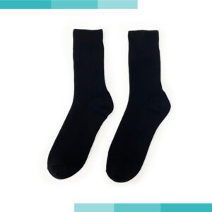 WA0006-純棉直紋中筒襪(黑)