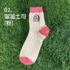 WA0012-好兔聯名中筒襪-02溜溜土司(粉)